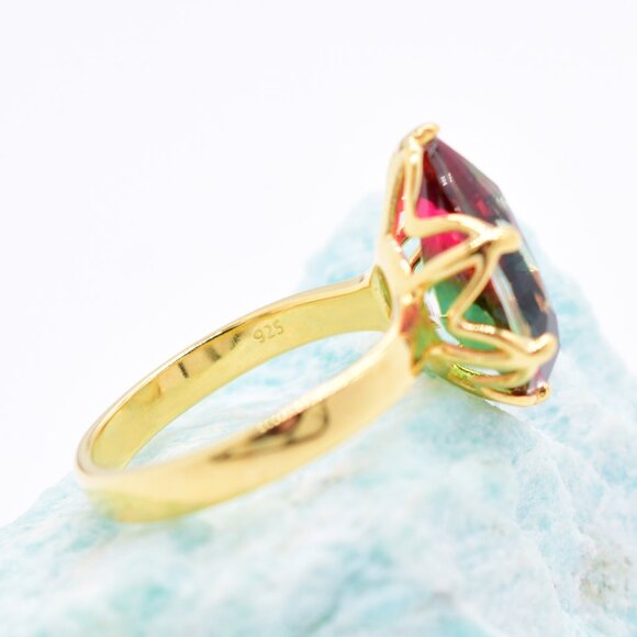 Tourmaline Ring in 18K Gold Over Sterling Silver - Picture 6 of 8